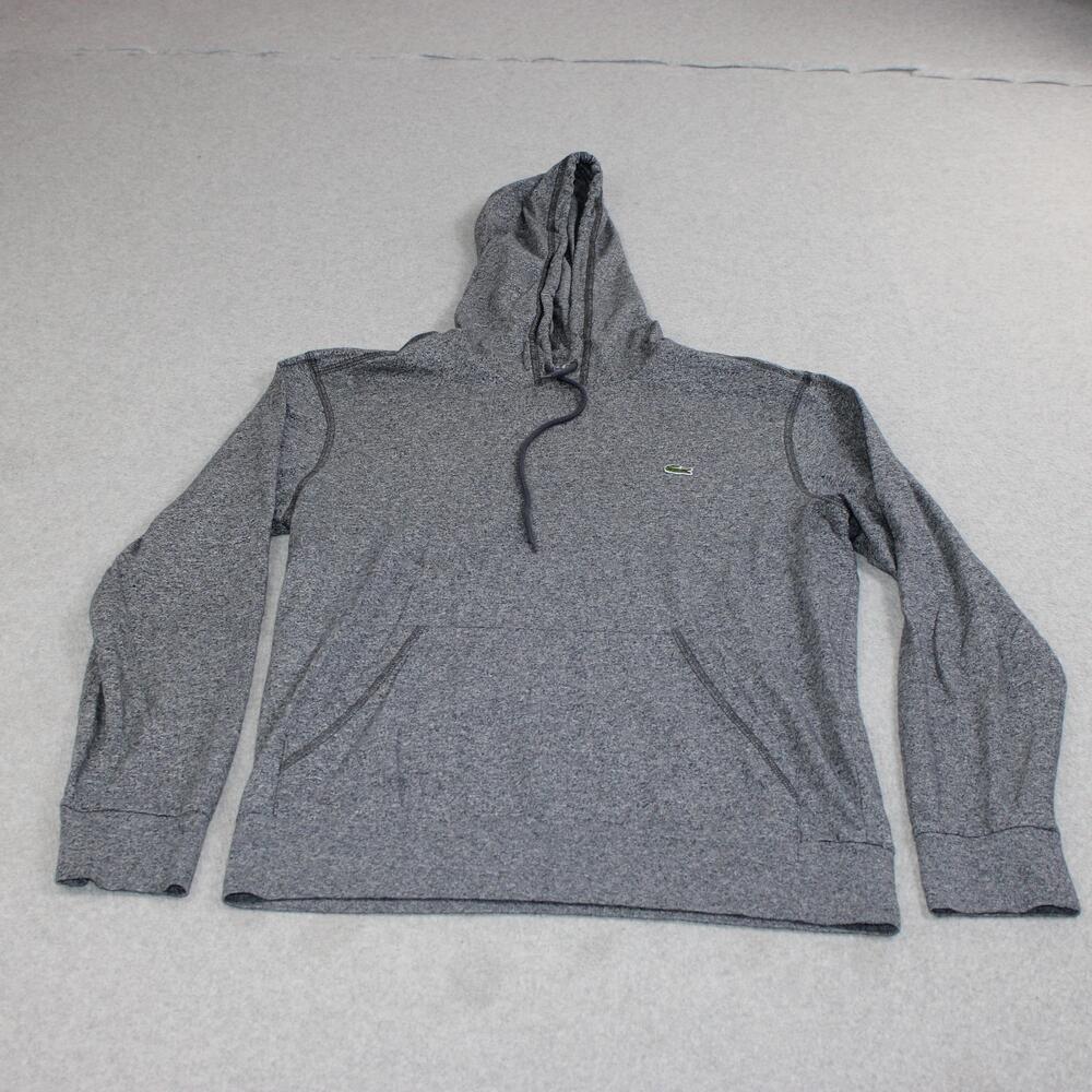 Lacoste Hoodie Mens Large Gray Lightweight Jersey Pullover Logo Regular Shirt